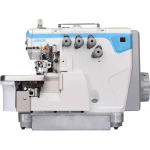 Dixie Tailoring Supply The Jack E4 Industrial Overlock/Serger Sewing Machine is a white and blue unit labeled "JACK" featuring multiple thread spools and a visible control panel. Tailoring Supplies