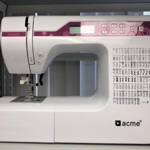 Dixie Tailoring Supply The PROGRAMMABLE PATTERNING DOMESTIC SEWING MACHINE, white with pink accents, is ideal for any tailoring store, offering multiple pattern options. It's versatile for beginners and professionals alike in the sewing world. Tailoring Supplies