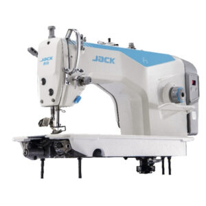 Dixie Tailoring Supply The Jack F5 Industrial Single Needle Sewing Machine 2023, with its white and blue design and visible controls, is perfect for tailoring stores in search of reliable products. Tailoring Supplies