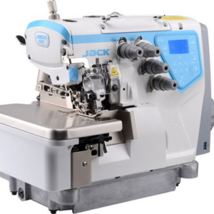 Dixie Tailoring Supply The JACK C4 Fully Automatic Overlock Sewing Machine, designed for heavy-duty fabric stitching with a digital interface and multiple thread spools, is perfect for tailoring professionals seeking premium tailor products. Tailoring Supplies