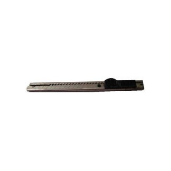Dixie Tailoring Supply The Metal Exacto Knife is a retractable utility knife featuring a slim, silver metal body and black sliding mechanism, ideal for tailoring stores or tailor product collections. Tailoring Supplies