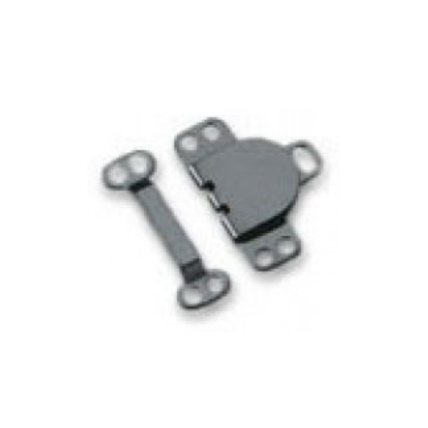 Dixie Tailoring Supply A two-piece hinge with three attachment holes per piece, ideal for joining or mounting objects, designed in black and perfect for tailoring store fixtures. Tailoring Supplies