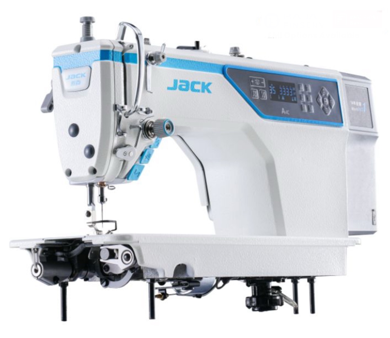 Dixie Tailoring Supply Industrial sewing machine with digital controls, labeled "JACK," shown on a white background. Tailoring Supplies